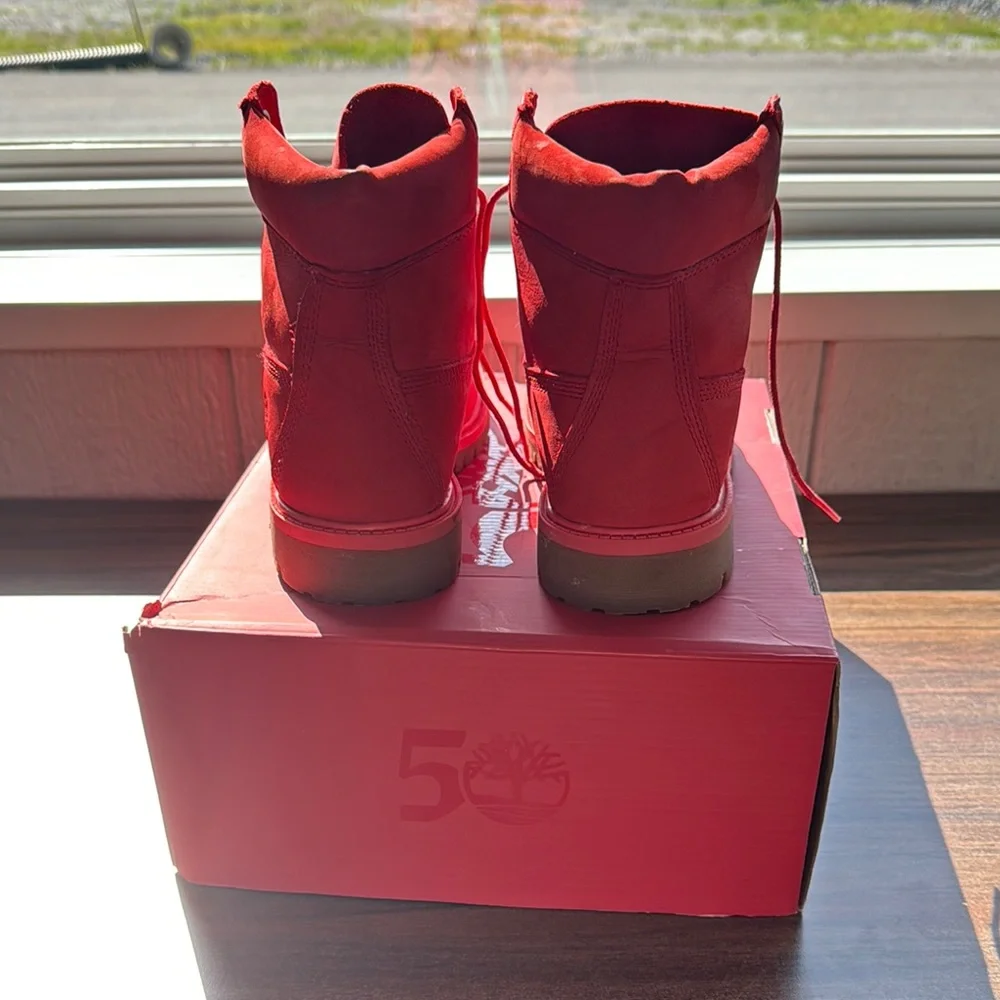Timberland 6in waterproof Bold Red Boots men’s size 6 - Picture 3 of 7